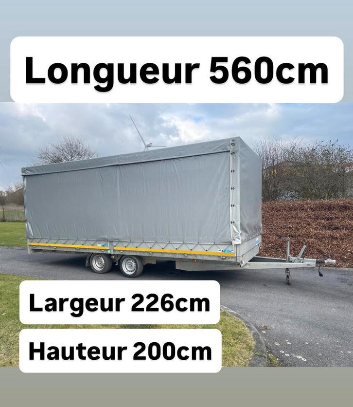 Aanhangwagen Edouard 5m60 dieplader.dekzeil, schuifgordijnen, Auto diversen, Aanhangers en Bagagewagens, Ophalen of Verzenden