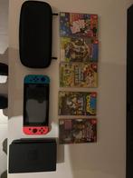 Nintendo switch + 5 spelletjes, Games en Spelcomputers, Ophalen, Met 2 controllers, Switch Original, Gebruikt