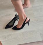 Escarpin noir intérieur cuir ouvert arrière lanière 37, Enlèvement ou Envoi, Comme neuf, Noir