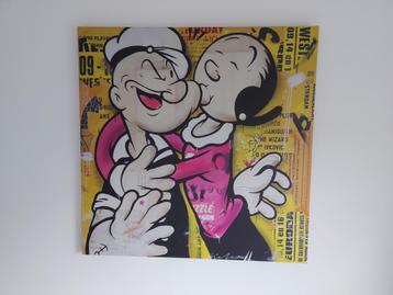 Canvas doek Popeye en Olijfje 100 x 100 x 4,5