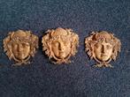 Drie Medusa maskers - verguld brons - Empire, Envoi, Bronze