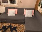 Grijze zetel met bedfunctie en opbergruimte, Huis en Inrichting, Ophalen, Gebruikt, Driepersoons, Modern