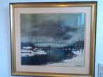 Ets  van A. Saverys : De Leie in de winter, Antiek en Kunst, Kunst | Litho's en Zeefdrukken, Ophalen
