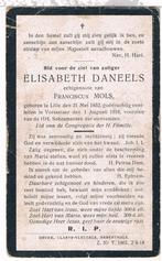 Bp. Daneels Elisabeth. ° Lille 1852 † Vorsselaer 1918, Verzamelen, Bidprentjes en Rouwkaarten, Ophalen of Verzenden, Bidprentje