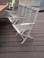 8 oude teakstoelen, Jardin & Terrasse, Chaises de jardin, Enlèvement, Utilisé, Bois de teck, Pliant