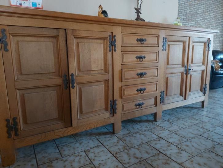 massief eiken dressoir, Huis en Inrichting, Kasten | Dressoirs, Gebruikt, Met lade(s), Met deur(en), Met plank(en), Eikenhout