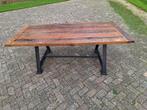 Prachtige eiken oud houten eettafel / gietijzer onderstel, 200 cm of meer, Zo goed als nieuw, Vijf personen of meer, Eikenhout