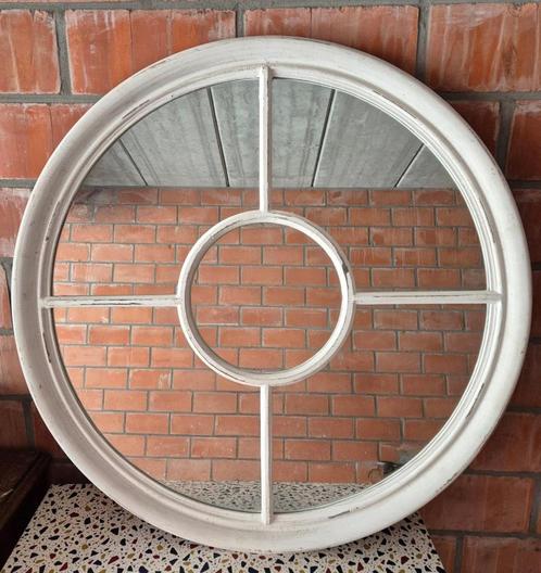 Rond spiegel met houten frame, Huis en Inrichting, Woonaccessoires | Spiegels, Zo goed als nieuw, 75 tot 100 cm, Minder dan 100 cm