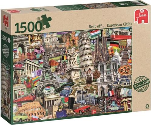 Jumbo puzzel = nieuw – Best off European Cities 1500 stukje, Hobby en Vrije tijd, Denksport en Puzzels, Nieuw, Legpuzzel, 500 t/m 1500 stukjes