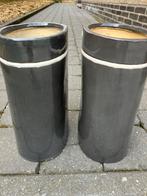 Twee grijze vazen met wit accent 28cm hoog, Antiek en Kunst, Antiek | Vazen, Ophalen