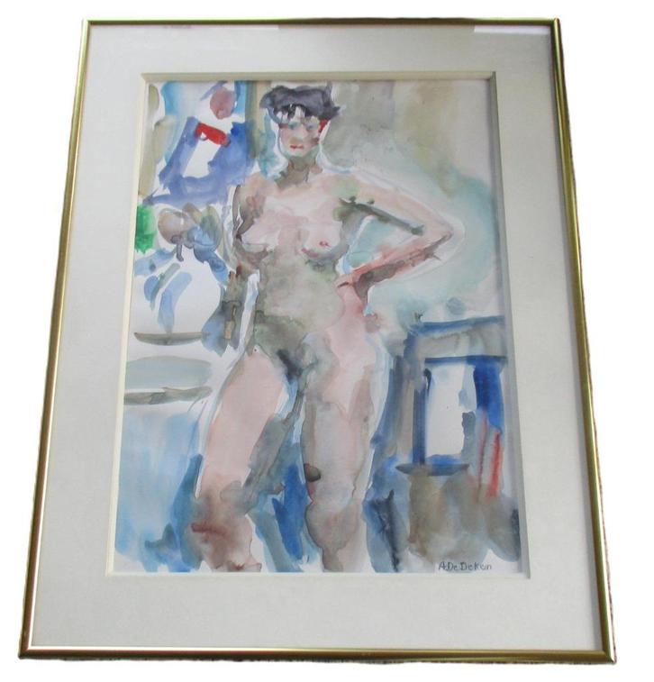 Naakte vrouw , Albert De Deken ( 1915 - 2003) Aquarel, Antiek en Kunst, Kunst | Schilderijen | Klassiek, Ophalen of Verzenden