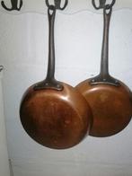 Koekenpan van koper en 2 stuks kastanje, Antiek en Kunst, Ophalen of Verzenden