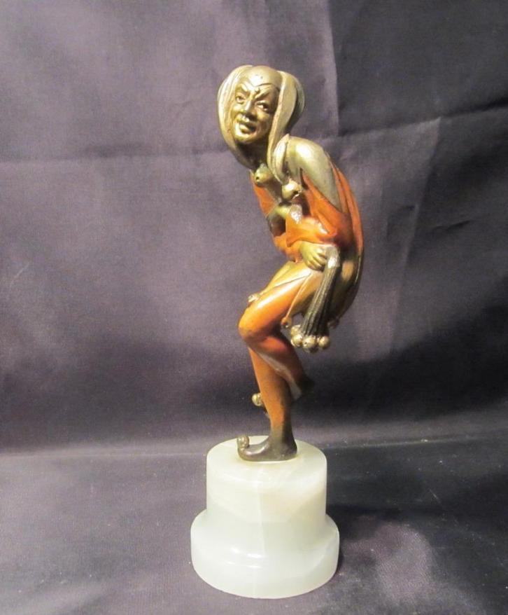 Antieke art deco brons hofnar, Roland PARIS; ca 1925, Antiek en Kunst, Kunst | Beelden en Houtsnijwerken, Verzenden