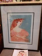 grafisch werk van KATRIEN CAYMAX  jij in je droom, Antiek en Kunst, Kunst | Etsen en Gravures, Ophalen