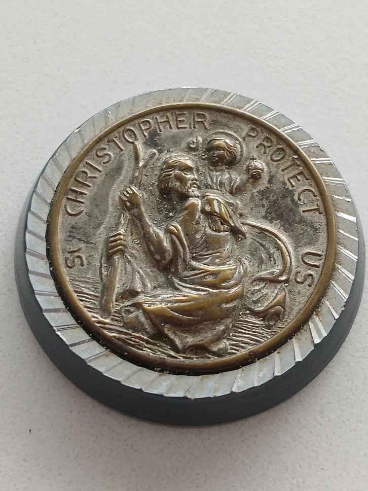 Magneet Sint Christoffel, Antiek en Kunst, Antiek | Religieuze voorwerpen, Ophalen of Verzenden
