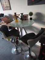 Cocktailtafel en 2 krukken, 2 krukken, Ophalen, Zo goed als nieuw, In hoogte verstelbaar