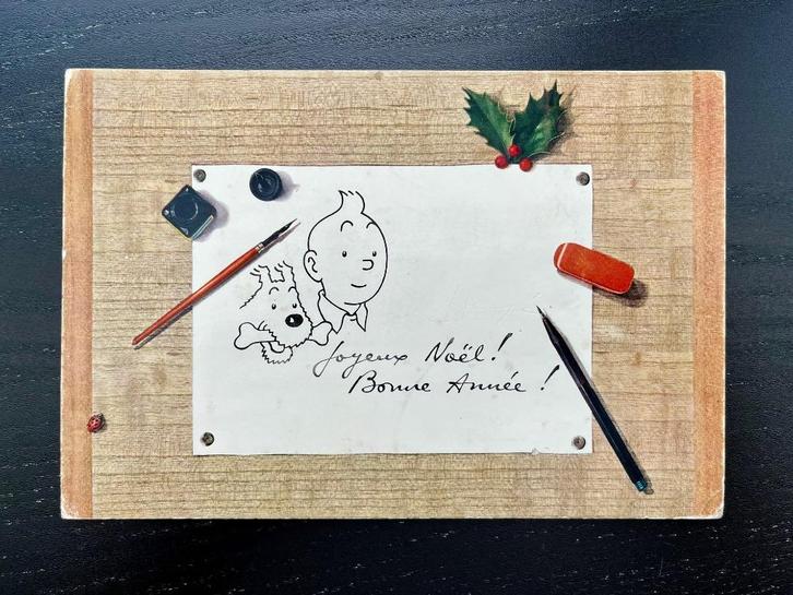 Hergé carte de vœux 1961/1962 non signée, Livres, BD, Utilisé, Envoi