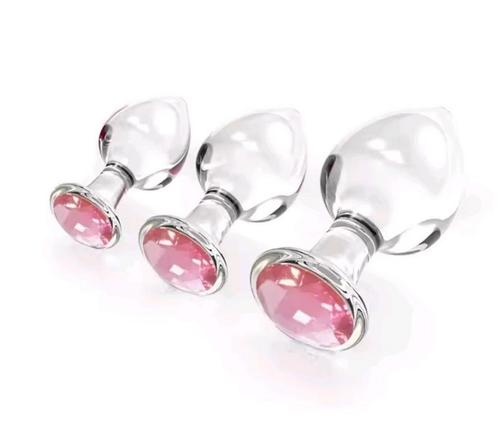 Glazen plugs set s,m,l - Easy Toys, Kleding | Dames, Ondergoed en Lingerie, String, Roze, Verzenden