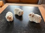 Lot de 3 petits moutons en porcelaine et laine