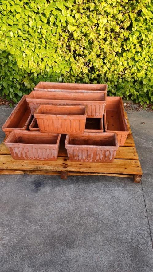 10 Autentieke Terracotta plantenbakken, Tuin en Terras, Bloembakken en Plantenbakken, Gebruikt, Ophalen