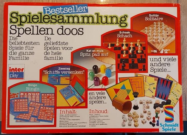 Spelletjesdoos – Vol met klassiekers!, Hobby en Vrije tijd, Gezelschapsspellen | Bordspellen, Gebruikt, Een of twee spelers, Drie of vier spelers