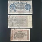 Troisième Reichsmark du Reich, ensemble de billets du Reich, Série, Enlèvement ou Envoi, Allemagne