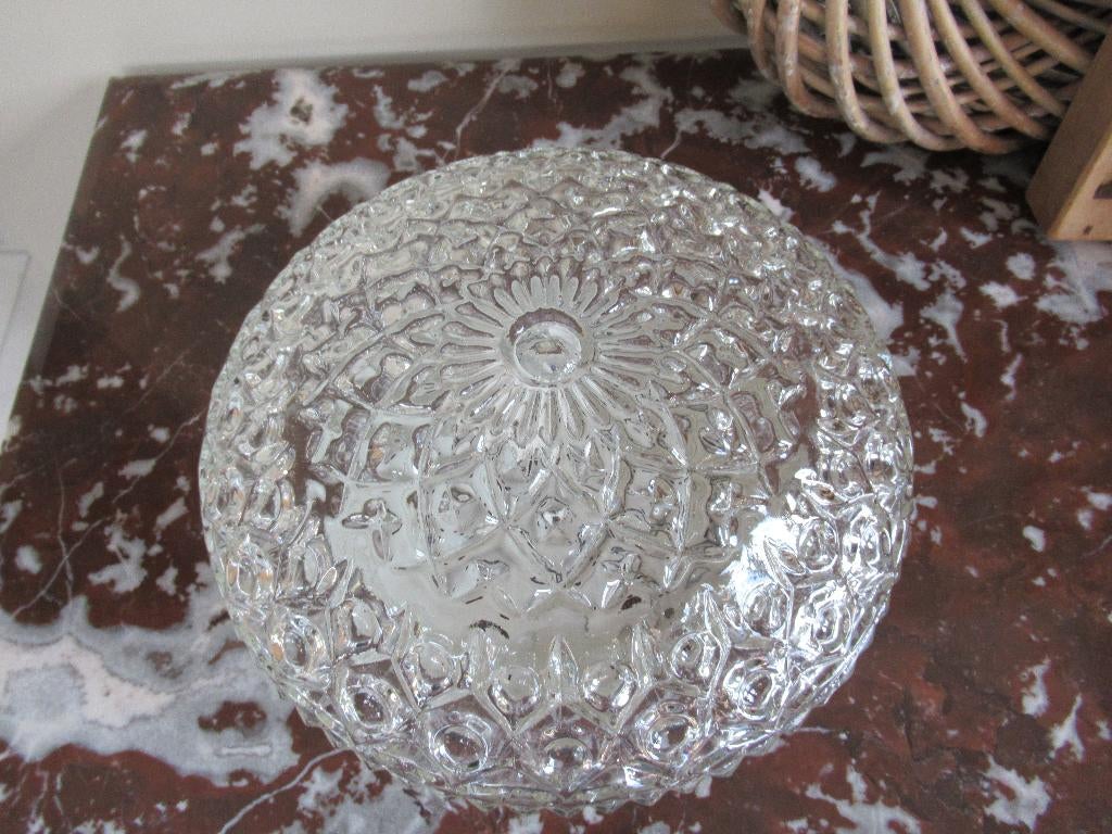 plafondlamp-plafonnier-metalen armatuur-glas-VINTAGE, Antiek en Kunst, Antiek | Verlichting, Ophalen of Verzenden