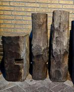 Oud Eiken houten Zuilen balken sokkels, Moins de 200 cm, Comme neuf, Poutre, Chêne