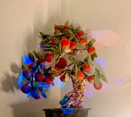 4 WONDERFUL PEACH TREES IN JADE STONE BIG TO SMALL SIZES, Antiek en Kunst, Kunst | Overige Kunst, Ophalen