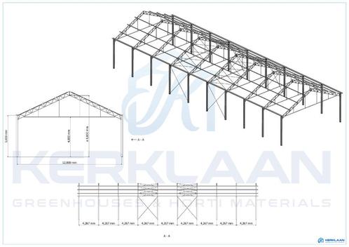 Complete staalconstructie 491 m² | 12.80m x 38.40m, Doe-het-zelf en Bouw, Zeil en Folie, Gebruikt, Ophalen of Verzenden