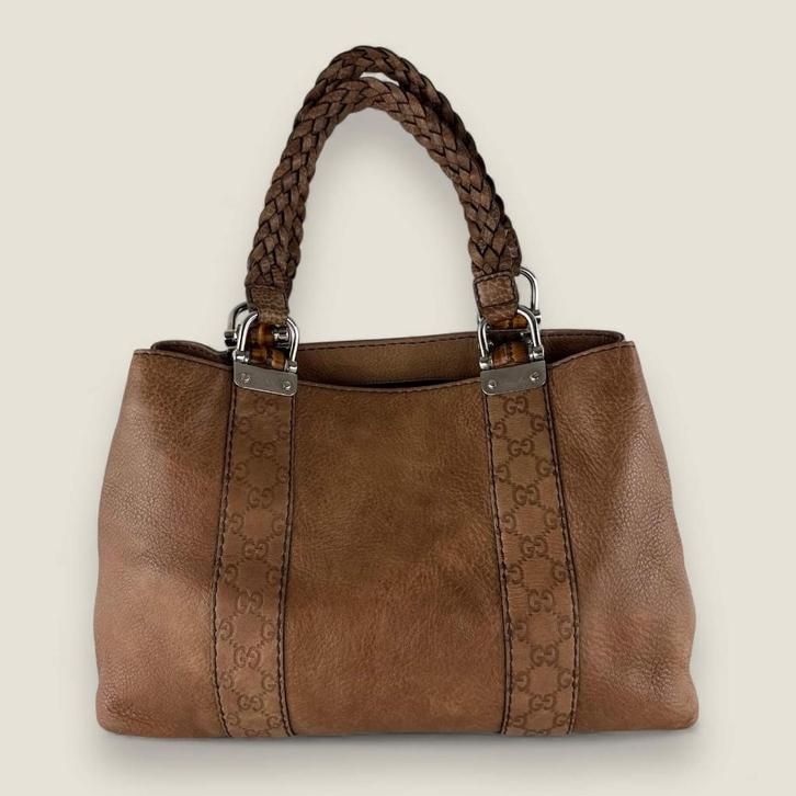Gucci leren Bamboo Libeccio, Handtassen en Accessoires, Tassen | Damestassen, Gebruikt, Handtas, Bruin, Ophalen of Verzenden