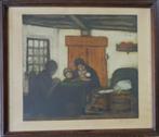 JAKOB SMITS / INTERIEUR EN CAMPINE / KLEURETS / 69x78cm KAD, Antiek en Kunst, Ophalen