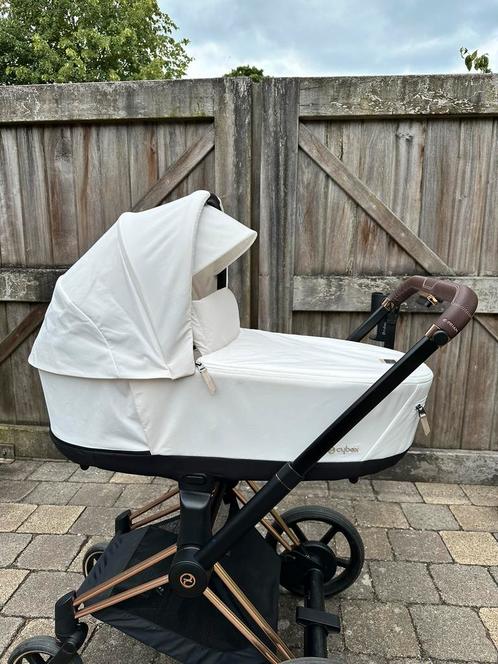 Cybex Priam Lux Carry Cot - Off White incl.regenhoes, Kinderen en Baby's, Kinderwagens en Combinaties, Zo goed als nieuw, Kinderwagen