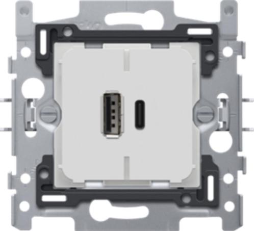 Niko - Dubbele smart USB-A USB-C lader met schroefklemmen -, Doe-het-zelf en Bouw, Elektriciteit en Kabels, Nieuw, Stopcontact