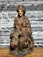 antiek houten Madonna met kind 17de eeuw, Ophalen