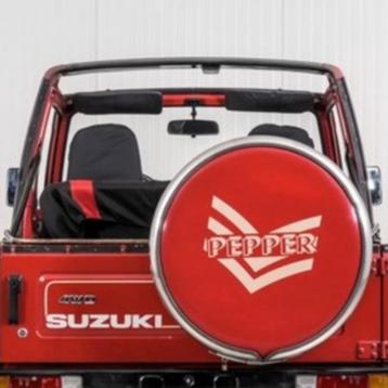 Gezocht: Reservewiel cover van de Suzuki Samurai PEPPER, Enlèvement ou Envoi, Comme neuf