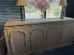 Dressoir in beton/ steen look met 2 side tables met glas., Ophalen, Glas