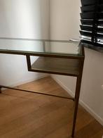 Designbureau/console van glas en goudkleurig metaal, Huis en Inrichting, Tafels | Sidetables, Ophalen, 100 tot 150 cm, Contemporain - Industriel