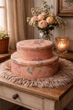 Set van 2 ronde vintage blikken dozen , landelijk / brocante, Enlèvement