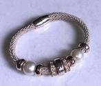 bedelarmband beige vlecht met parels, Handtassen en Accessoires, Armbanden, Overige materialen, Verzenden, Beige, Nieuw