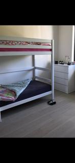 Wit stapelbed met matrassen, Huis en Inrichting, Slaapkamer | Stapelbedden en Hoogslapers, 90 cm, Gebruikt, Stapelbed, Eenpersoons