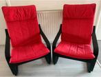 Ikea - Paong - 2 x fauteuil zwartbruin + kussen rood, Enlèvement ou Envoi, Comme neuf, Bois