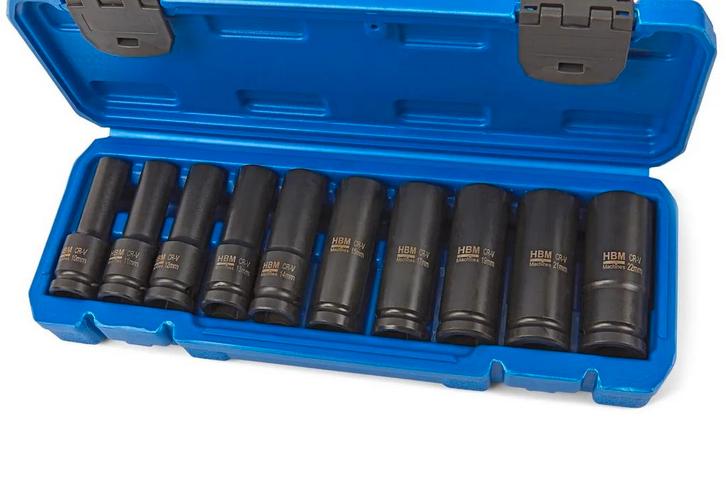 Set van 10 metrische 1/2 diepe zeshoekige doppen, Auto diversen, Autogereedschap, Ophalen of Verzenden