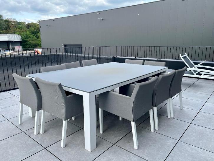 Tuintafel met stoelen, Tuin en Terras, Tuinsets en Loungesets, Gebruikt, Tuinset, Aluminium, Meer dan 8 zitplaatsen, Eettafel