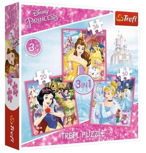 Disney Princess 3 in 1 Puzzel - 20/36/50 stukjes - Trefl, Enfants & Bébés, Jouets | Puzzles pour enfants, Neuf, 2 à 4 ans, 10 à 50 pièces