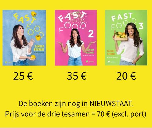 FAST FOOD 1, 2 & 3 van Sandra Bekkari, Boeken, Kookboeken, Zo goed als nieuw, Voorgerechten en Soepen, Hoofdgerechten, Tapas, Hapjes en Dim Sum