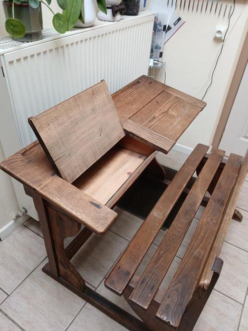 Oude schoolbank uit de jaren 40, Antiek en Kunst, Antiek | Meubels | Tafels, Ophalen