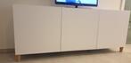 wit TV-meubel op eiken pootjes  180 x 41,5 x 75 cm  zgan, 150 à 200 cm, Autres matériaux, 25 à 50 cm, Modern