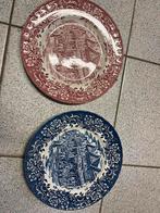 Royal Tudor Ware, 2 borden rood en blauw, Antiquités & Art, Enlèvement ou Envoi