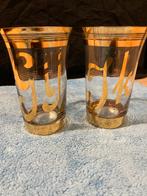 2vintage Laekens glazen met vergulde randen "gij" en "ik" ;, Antiek en Kunst, Ophalen of Verzenden